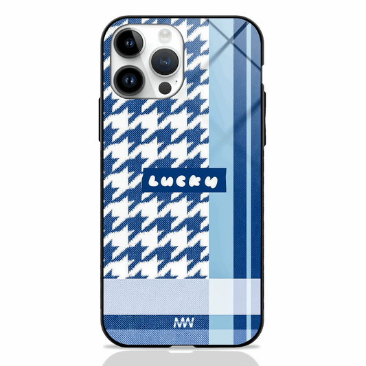 Blue Checkers Lucky Premium Glass Case -  - MW Stuffs - 
