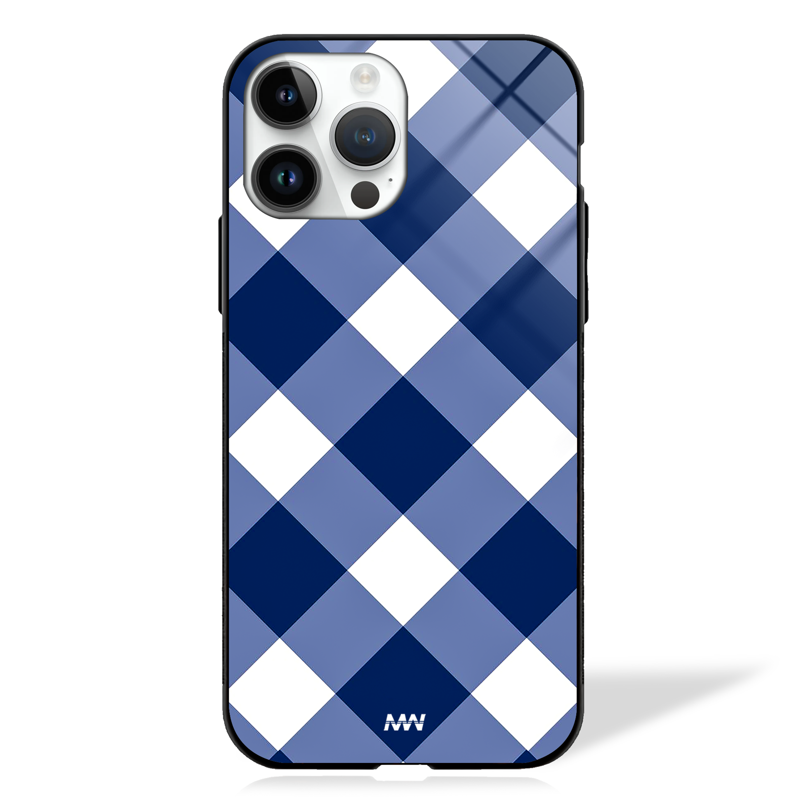 Blue Checkmate Pattern GLASS CASE -  - MW Stuffs - 