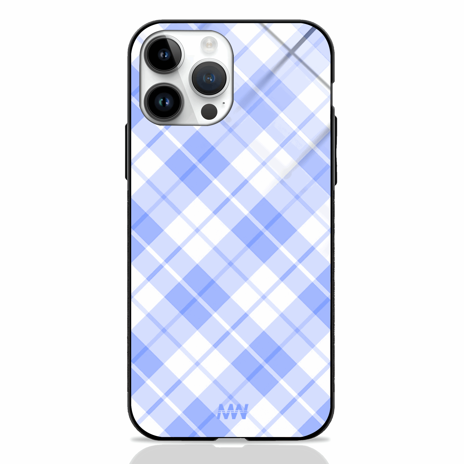 Blue Plaid Premium Glass Case -  - MW Stuffs - 