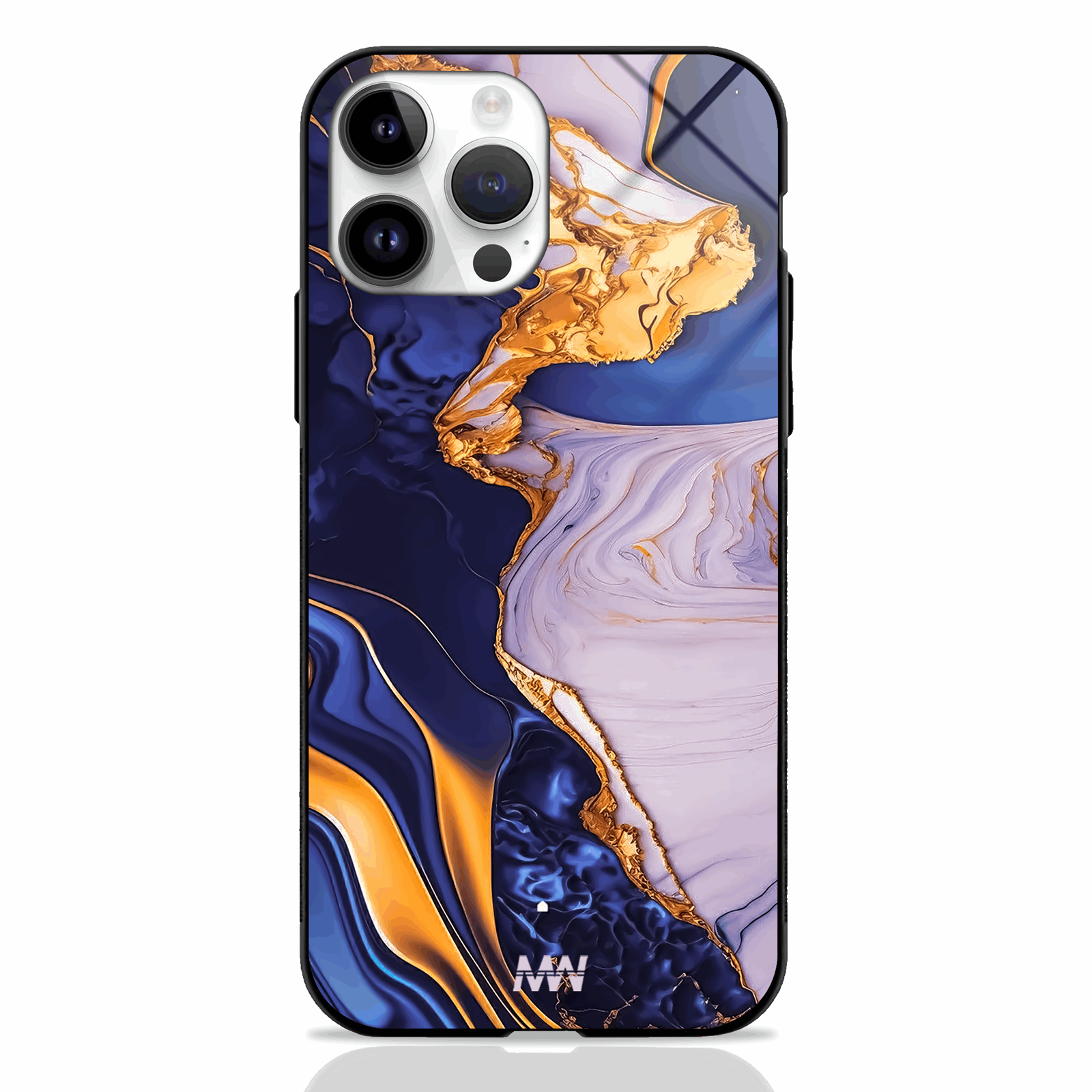 Blue Swirl Marble Printed Premium Glass Case -  - MW Stuffs - 
