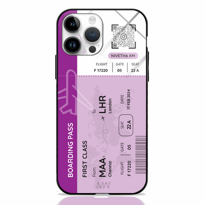 Boarding Pass Custom Name Premium GLASS CASES (5 Color Variants) -  - MW Stuffs - 