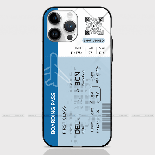 Boarding Pass Custom Name Premium GLASS CASES (5 Color Variants)