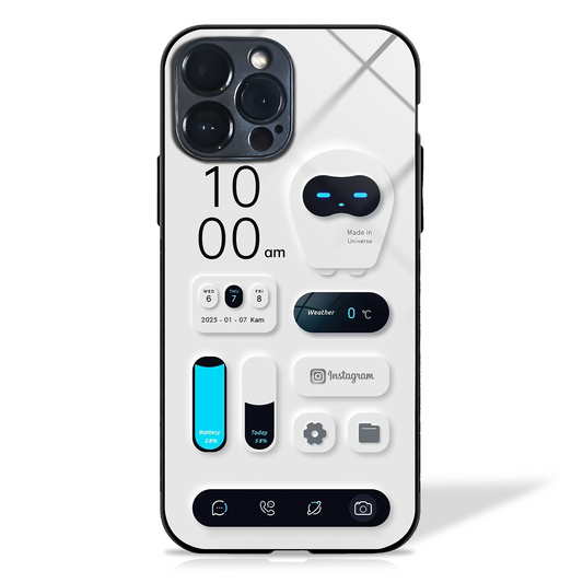 Minimalist Robot-Themed Widget Glass Case
