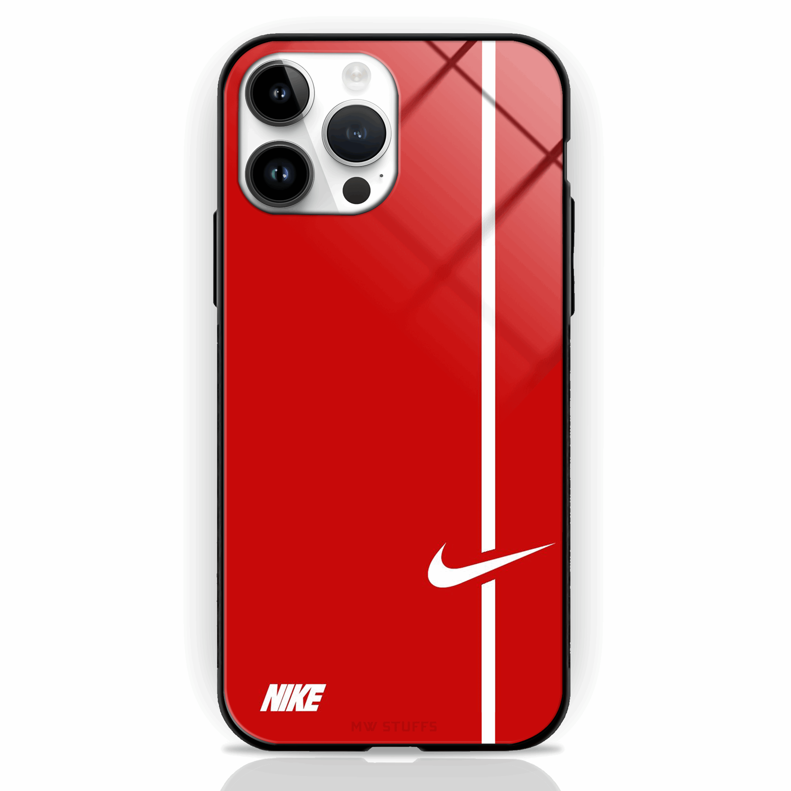 Brand Name Red and White Line Glass Case -  - MW Stuffs - 