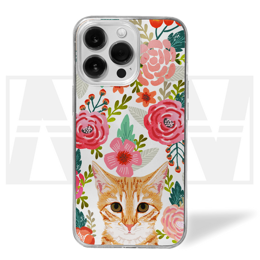 Floral Kitty Clear Silicone Case