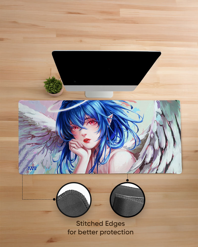 Celestial Guardian Angelic Blue-Haired Deskmat