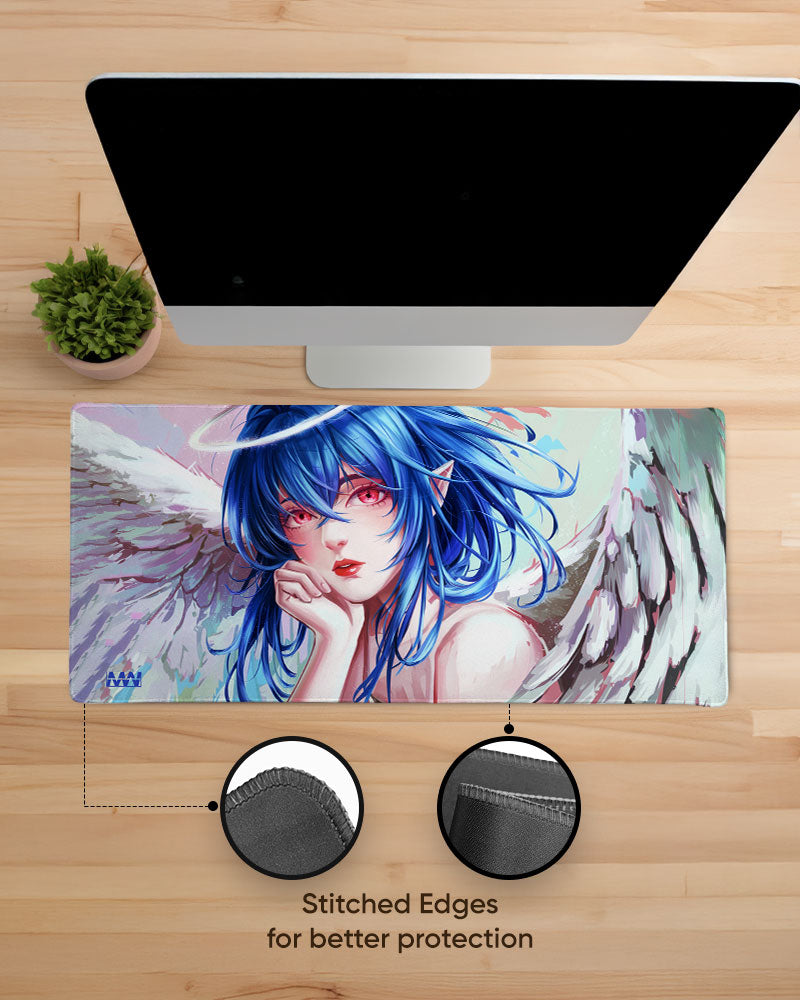 Celestial Guardian Angelic Blue-Haired Deskmat