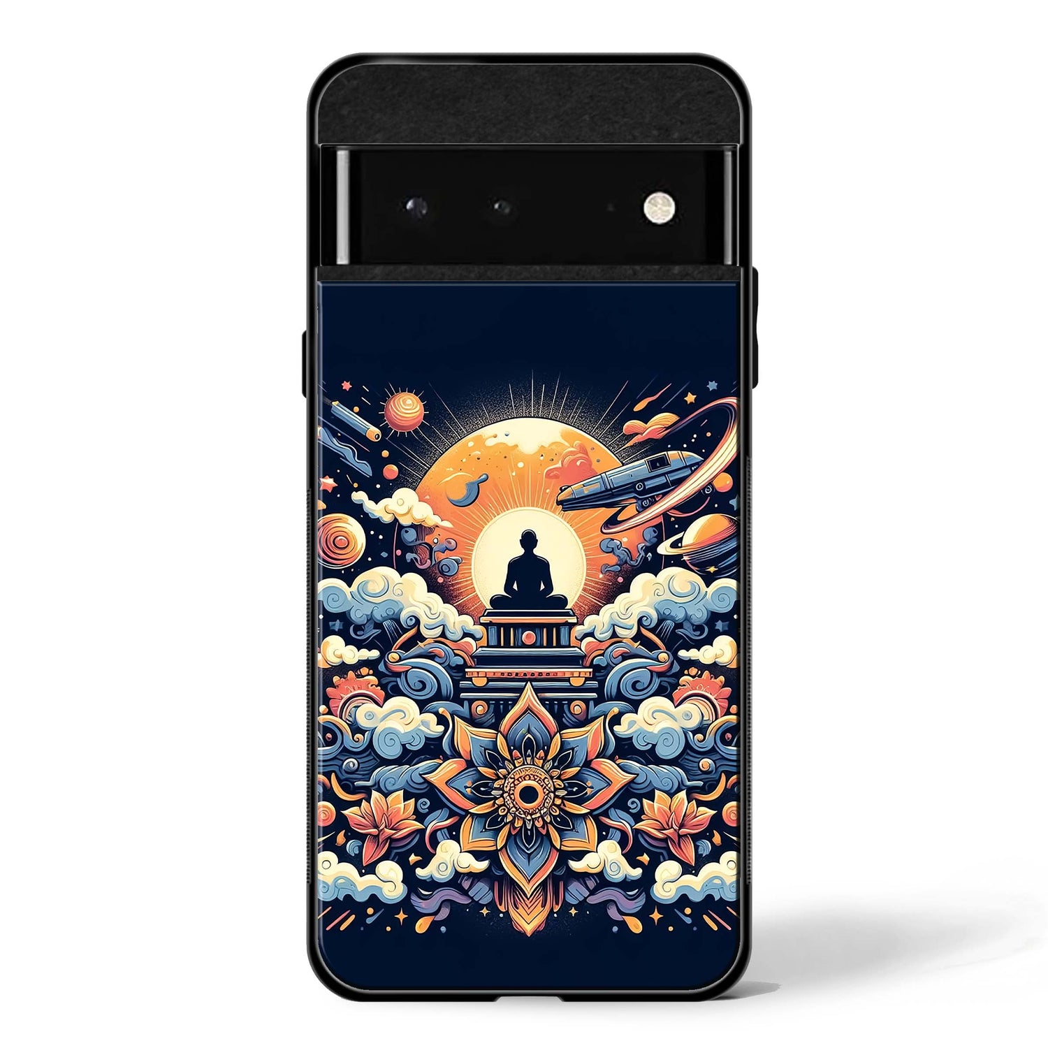 Celestial Meditation Art glass phone case