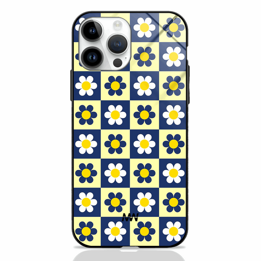 Checkered Blossoms Premium Glass Case -  - MW Stuffs - 