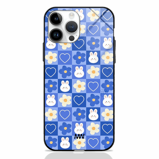 Checkered Blossoms Premium Glass Case -  - MW Stuffs - 