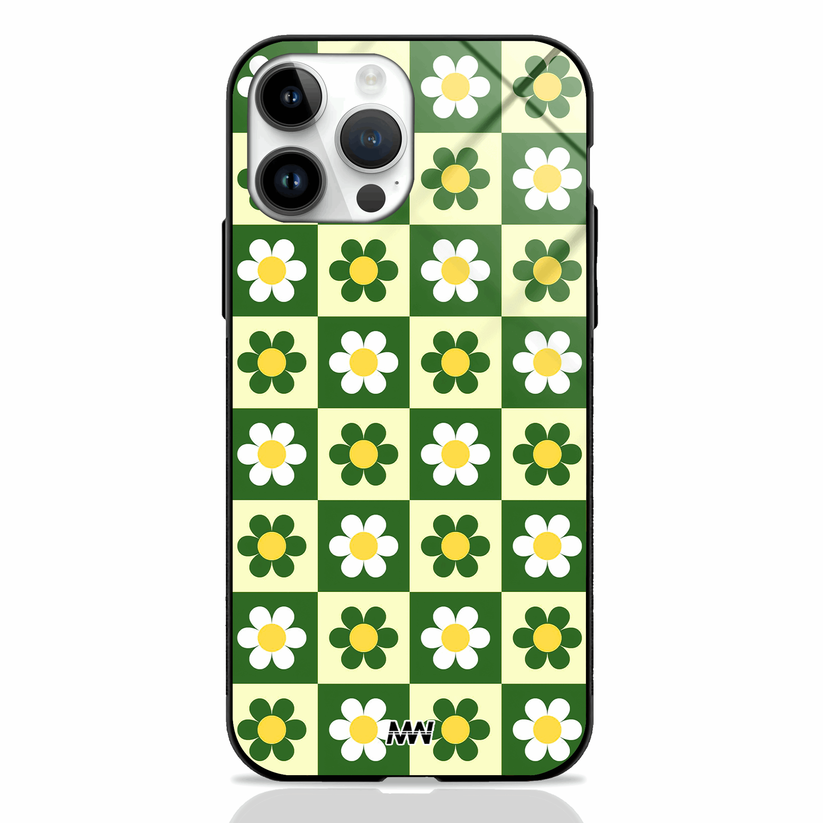 Checkered Blossoms Premium Glass Case -  - MW Stuffs - 