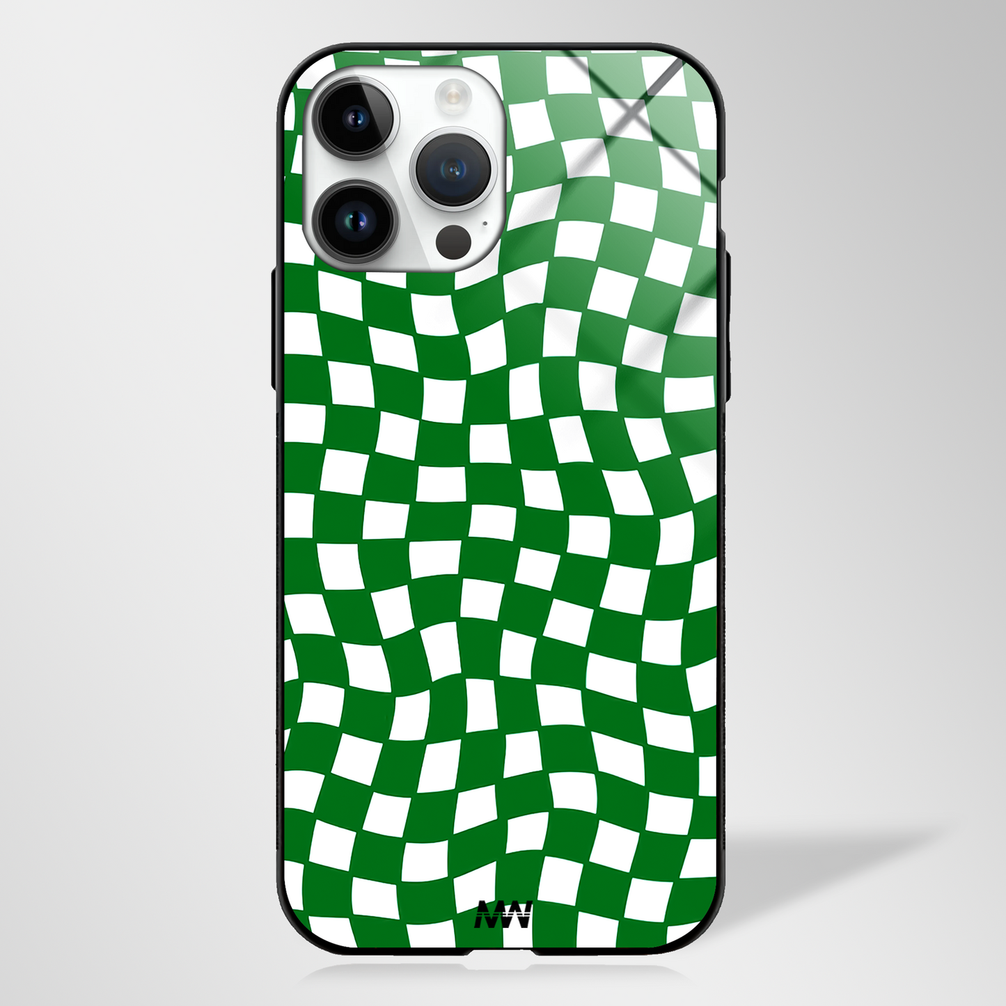 Checkmate Green Pattern Premium GLASS CASE -  - MW Stuffs - 