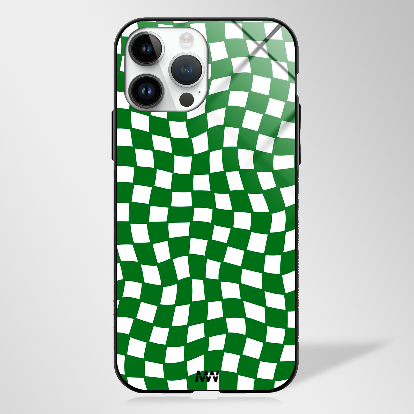 Checkmate Green Pattern Premium GLASS CASE -  - MW Stuffs - 