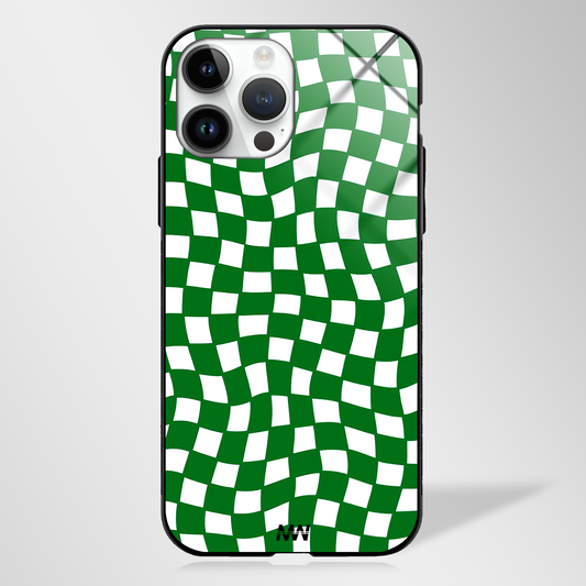 Checkmate Green Pattern Premium GLASS CASE -  - MW Stuffs - 
