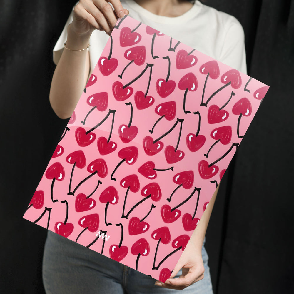 Cherry Hearts Aesthetic Metal-Poster