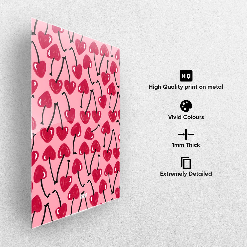 Cherry Hearts Aesthetic Metal-Poster