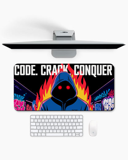 Code Crack Conquer Digital Inferno DeskMat