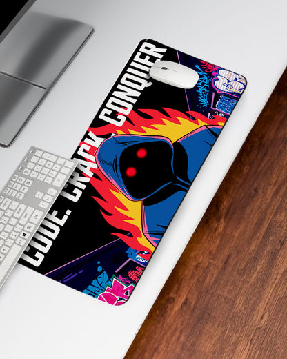 Code Crack Conquer Digital Inferno DeskMat
