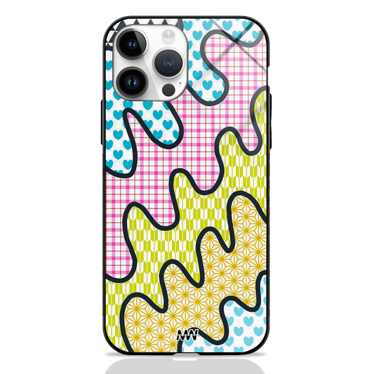 Color Burst Checkered Premium Glass Case -  - MW Stuffs - 