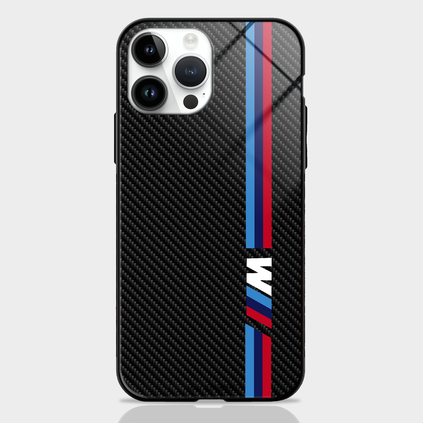 Cool Racing Stripes Black Carbon Glass Case -  - MW Stuffs - 
