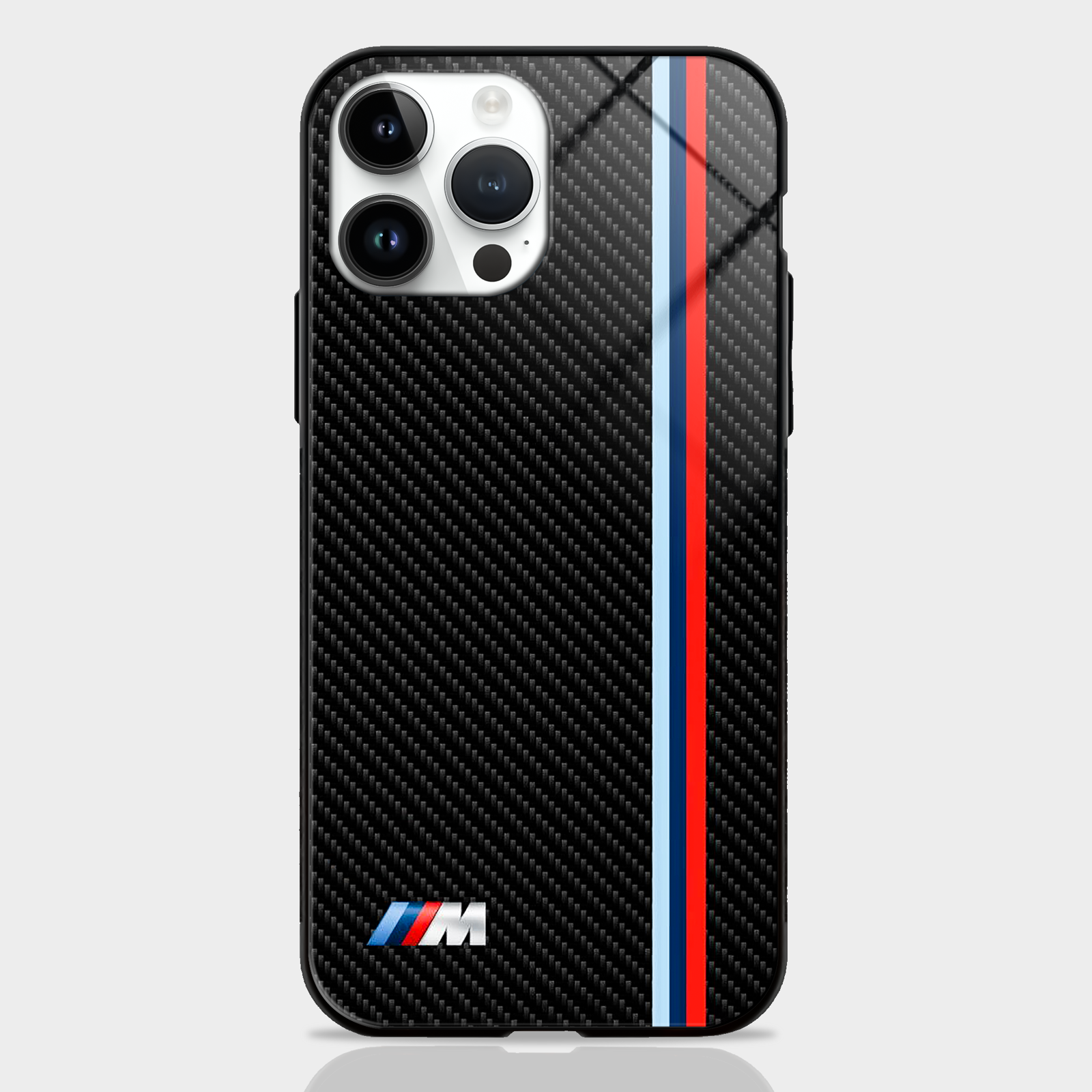 Cool Racing Stripes Black Carbon Pattern Glass Case -  - MW Stuffs - 