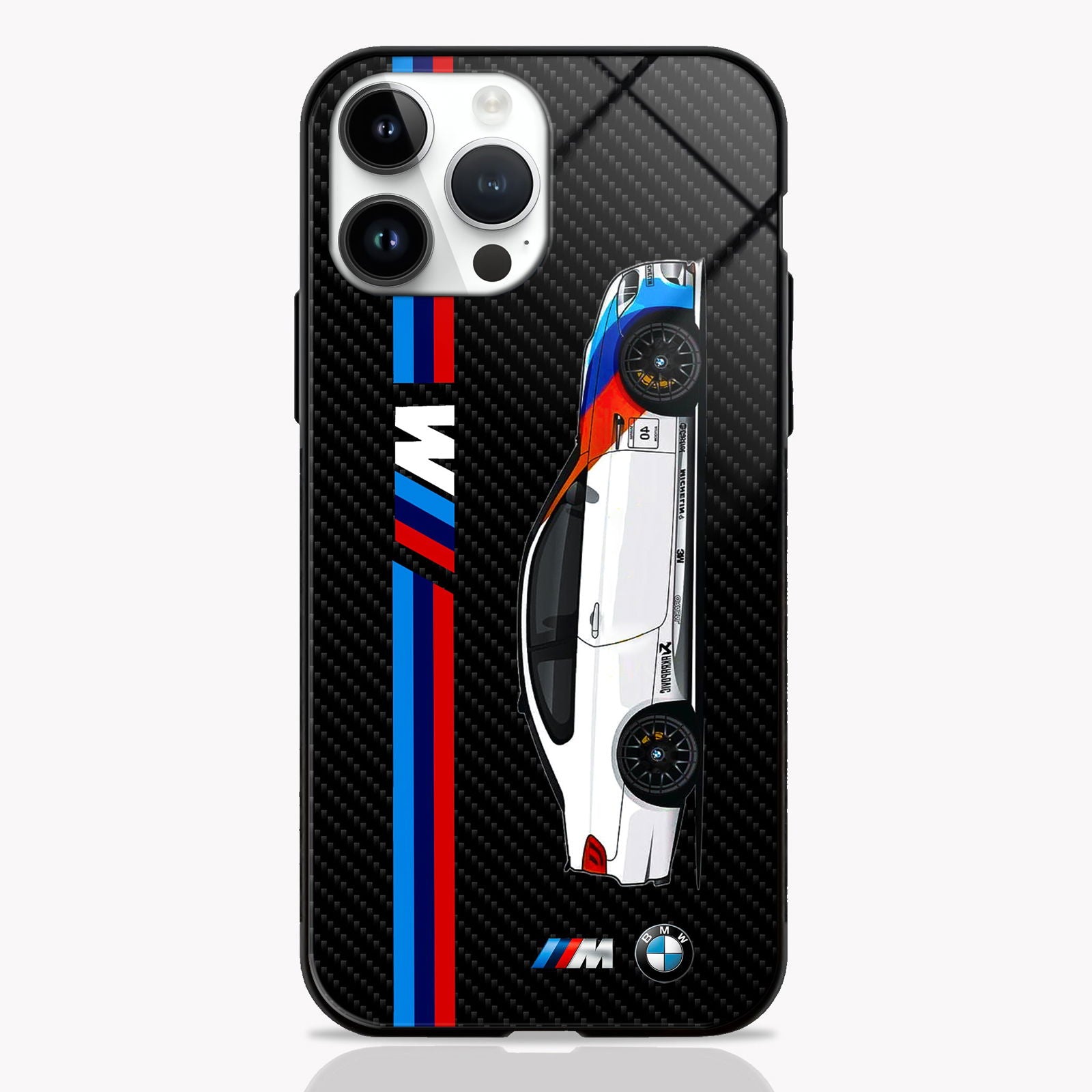 Cool Racing Stripes Black Carbon Pattern Glass Case -  - MW Stuffs - 