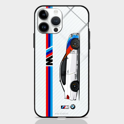 Cool Racing Stripes White Carbon Pattern Glass Case -  - MW Stuffs - 
