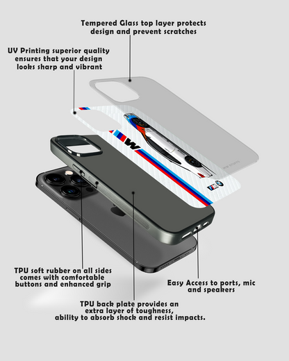 Cool Racing Stripes White Carbon Pattern Glass Case -  - MW Stuffs - 