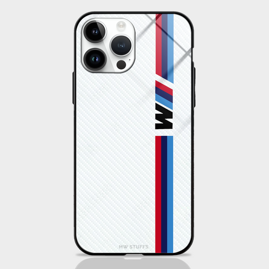 Cool Racing Stripes White Carbon Pattern Glass Case -  - MW Stuffs - 