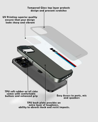 Cool Racing Stripes White Carbon Pattern Glass Case -  - MW Stuffs - 