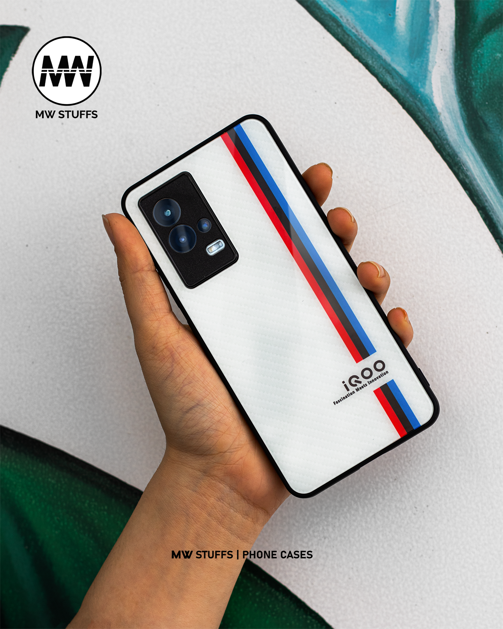 Cool Racing Stripes White Carbon Pattern Printed Glass Case (White) -  - MW Stuffs - 