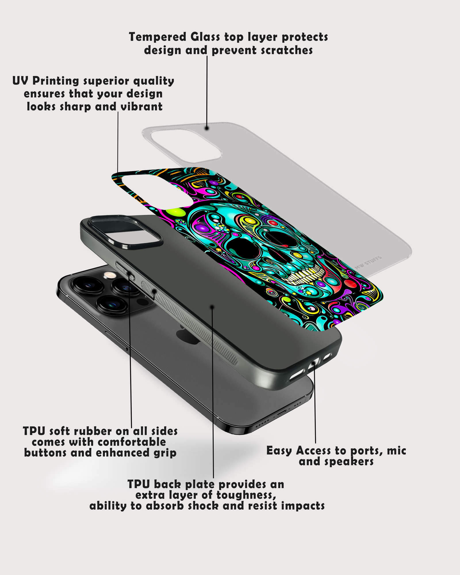 Cosmic Skull Art GLASS CASE -  - MW Stuffs - 