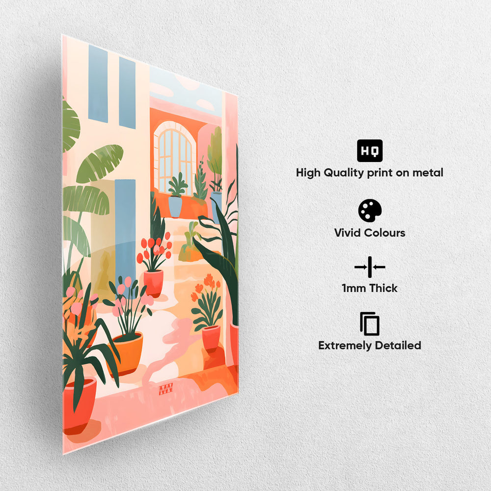 Cozy Courtyard Plants Metal-Poster