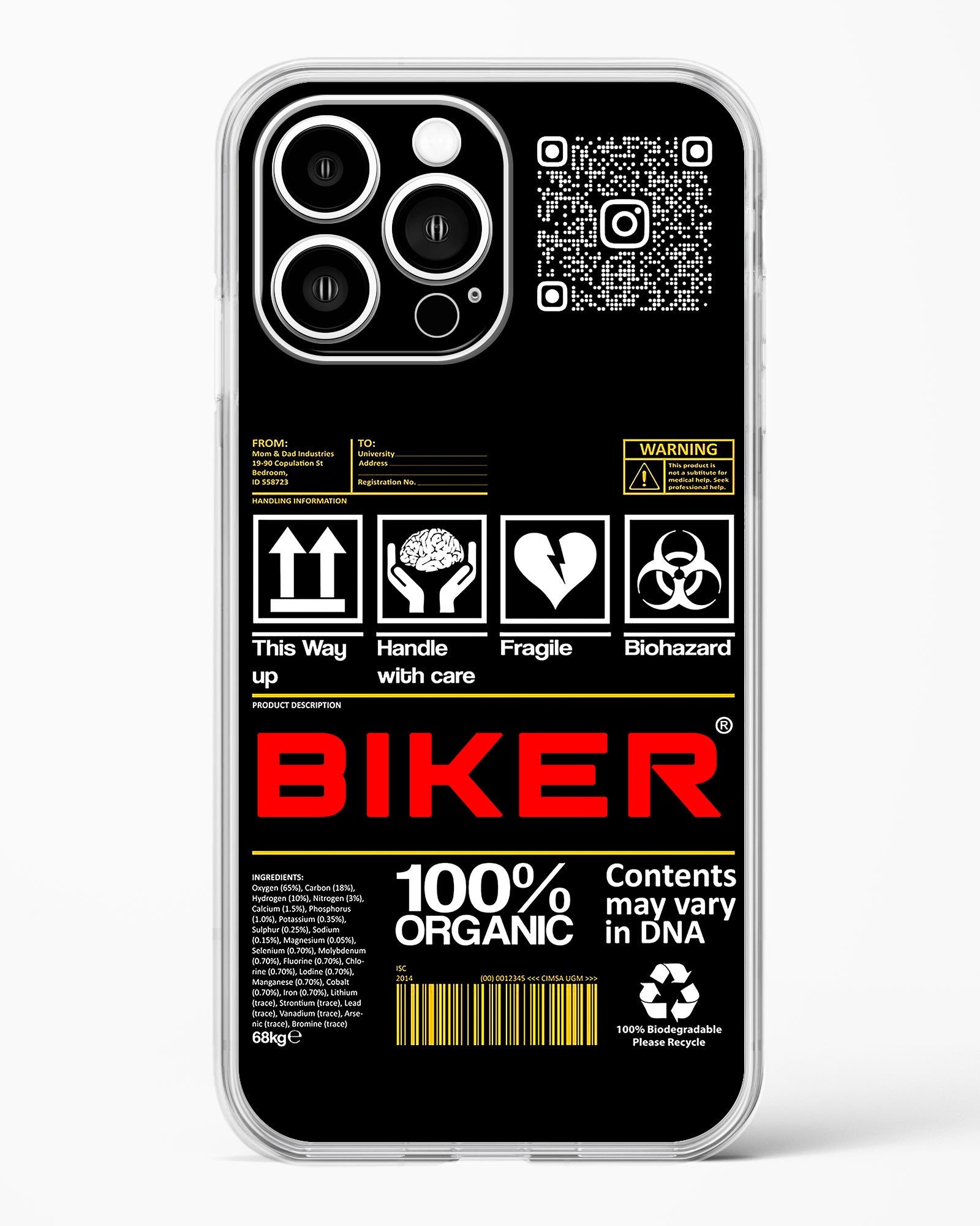 Custom QR Code Biker Clear Silicone Case
