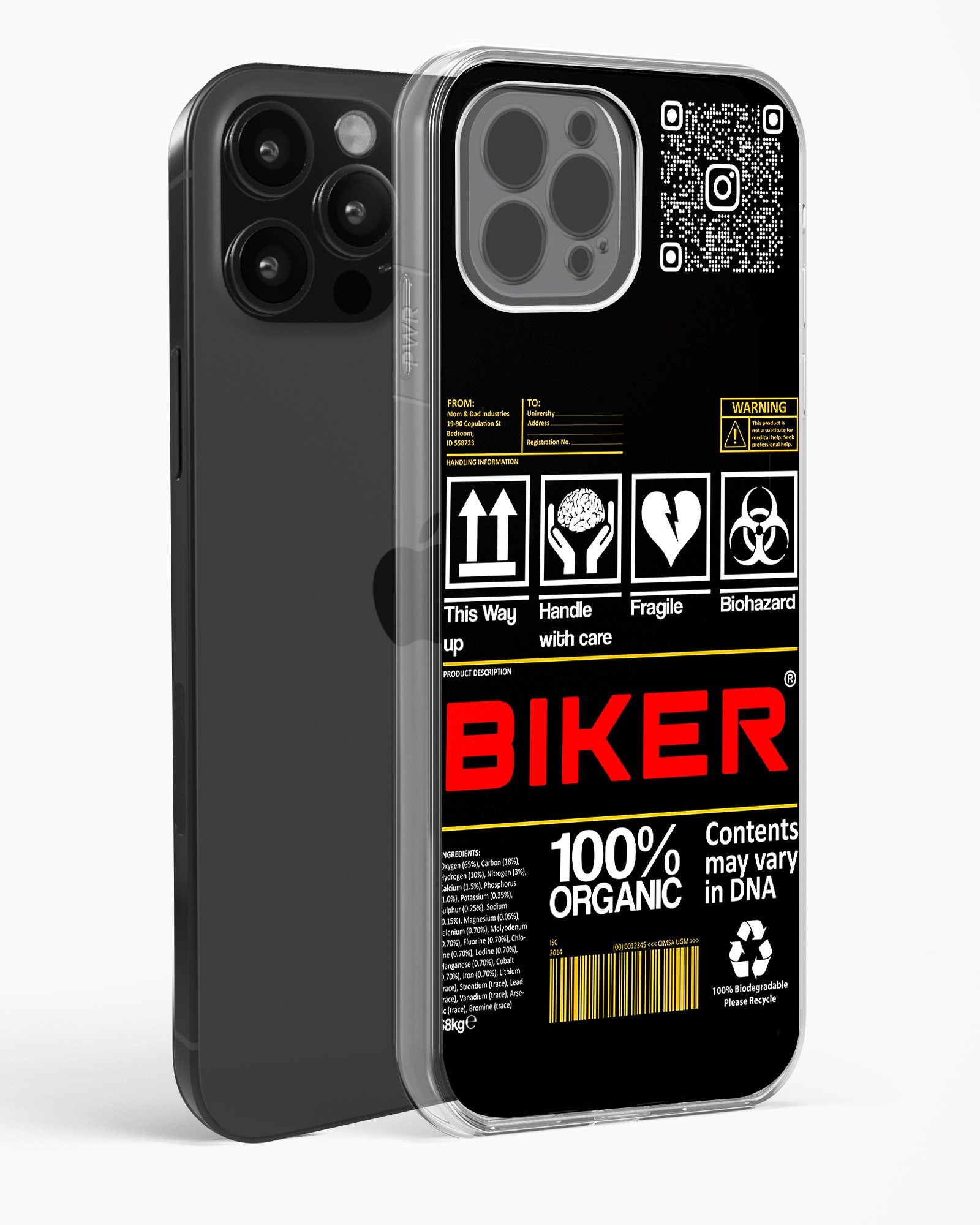 Custom QR Code Biker Clear Silicone Case