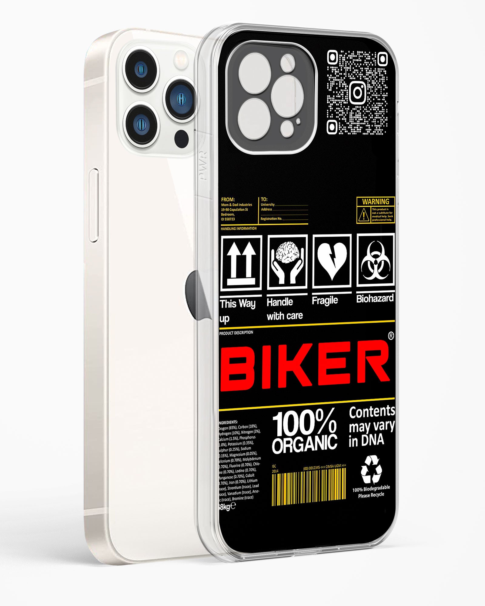 Custom QR Code Biker Clear Silicone Case