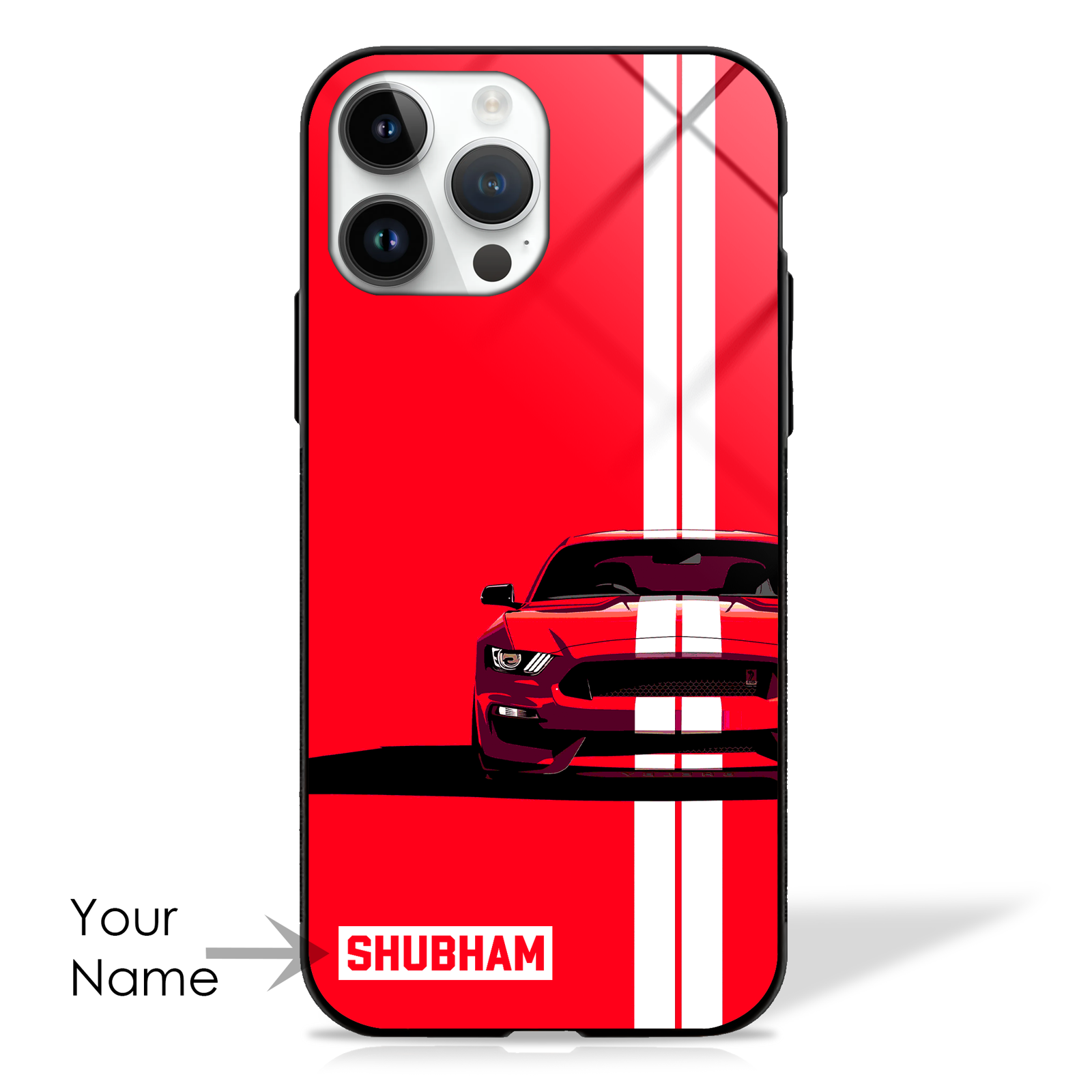 Custom Name GT Stripes Premium Glass Cases (4 Color variants) -  - MW Stuffs - 