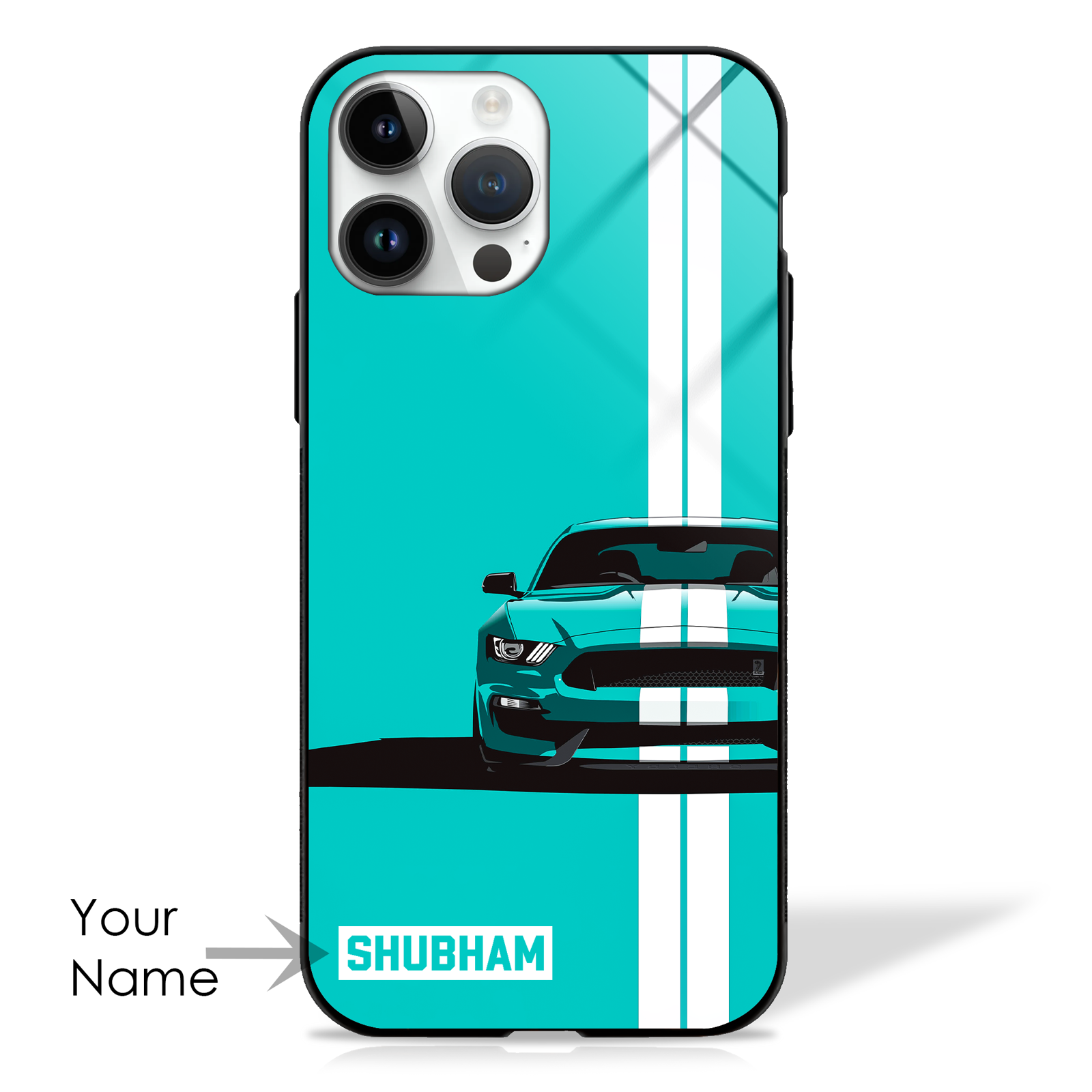 Custom Name GT Stripes Premium Glass Cases (4 Color variants) -  - MW Stuffs - 