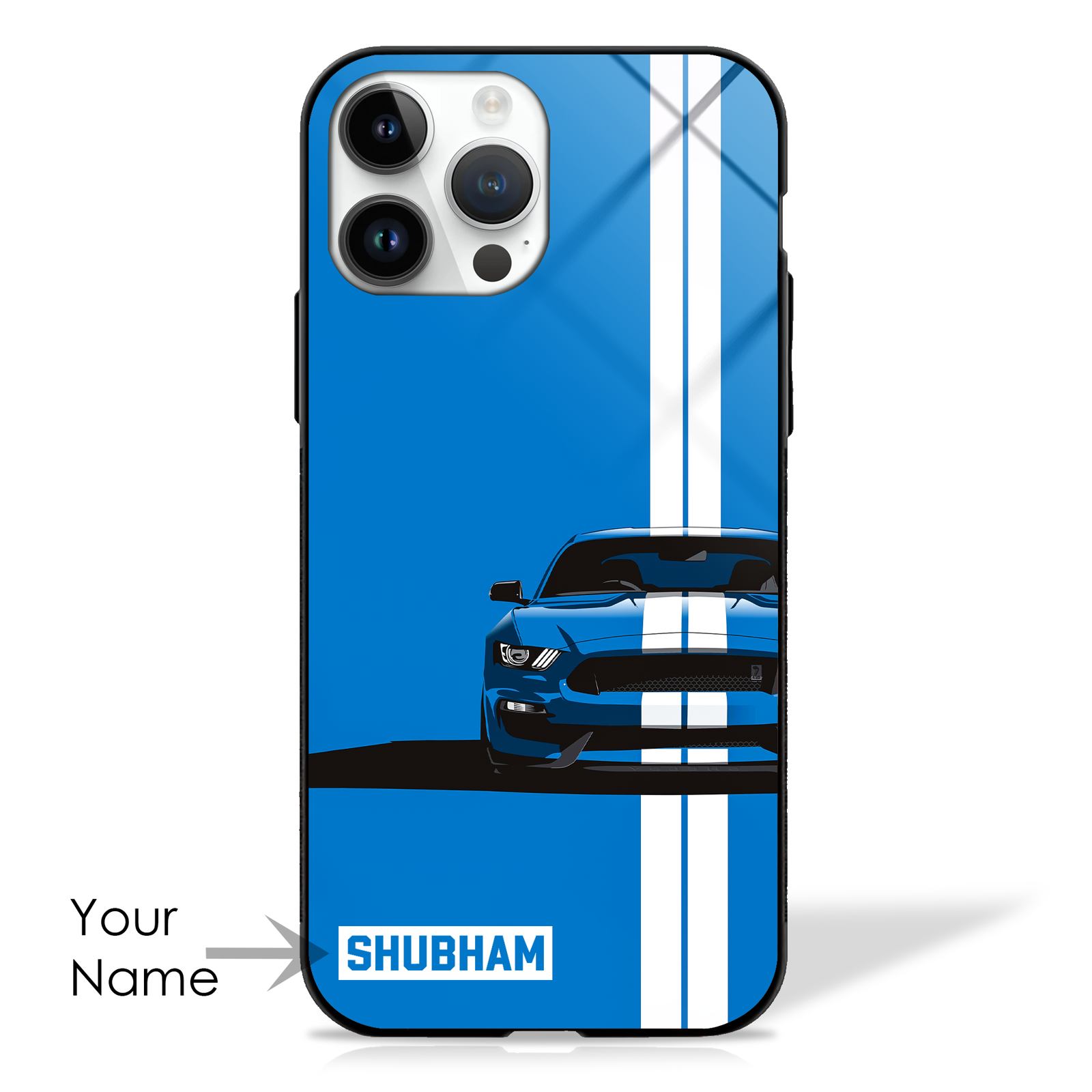 Custom Name GT Stripes Premium Glass Cases (4 Color variants) -  - MW Stuffs - 