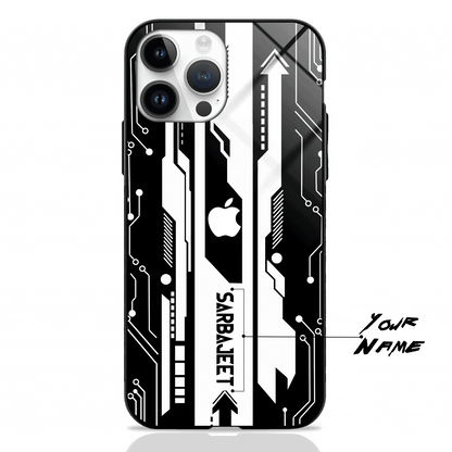 Custom Name Gaming Abstract Theme GLASS CASES (In 2 colors)
