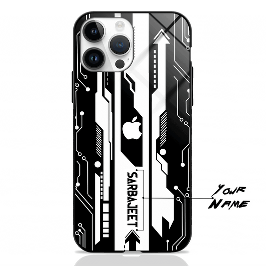 Custom Name Gaming Abstract Theme GLASS CASES (In 2 colors)