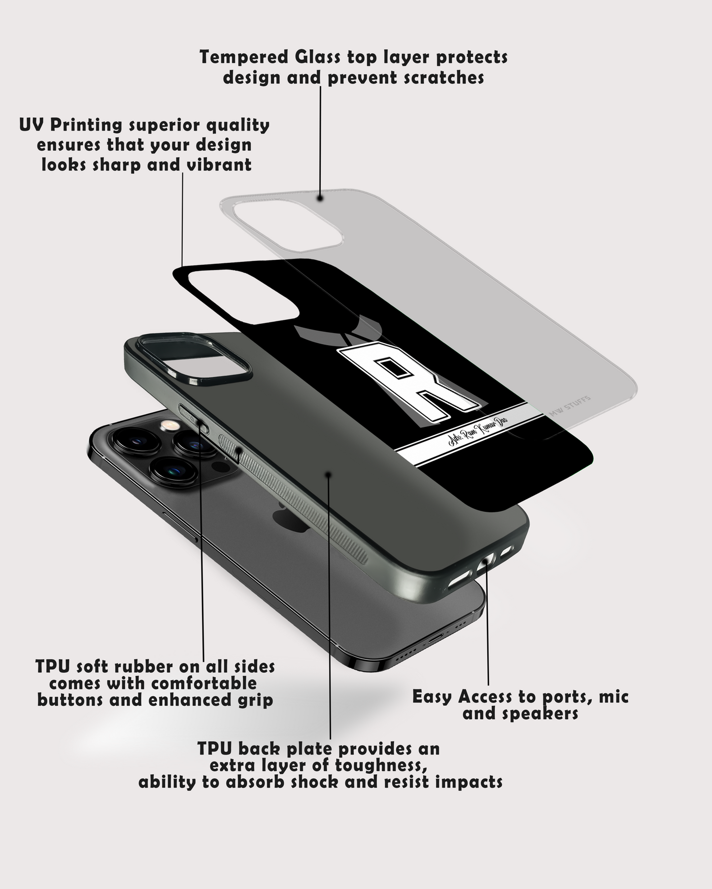 Custom Name & Profession Logo Glass Case -  - MW Stuffs - 