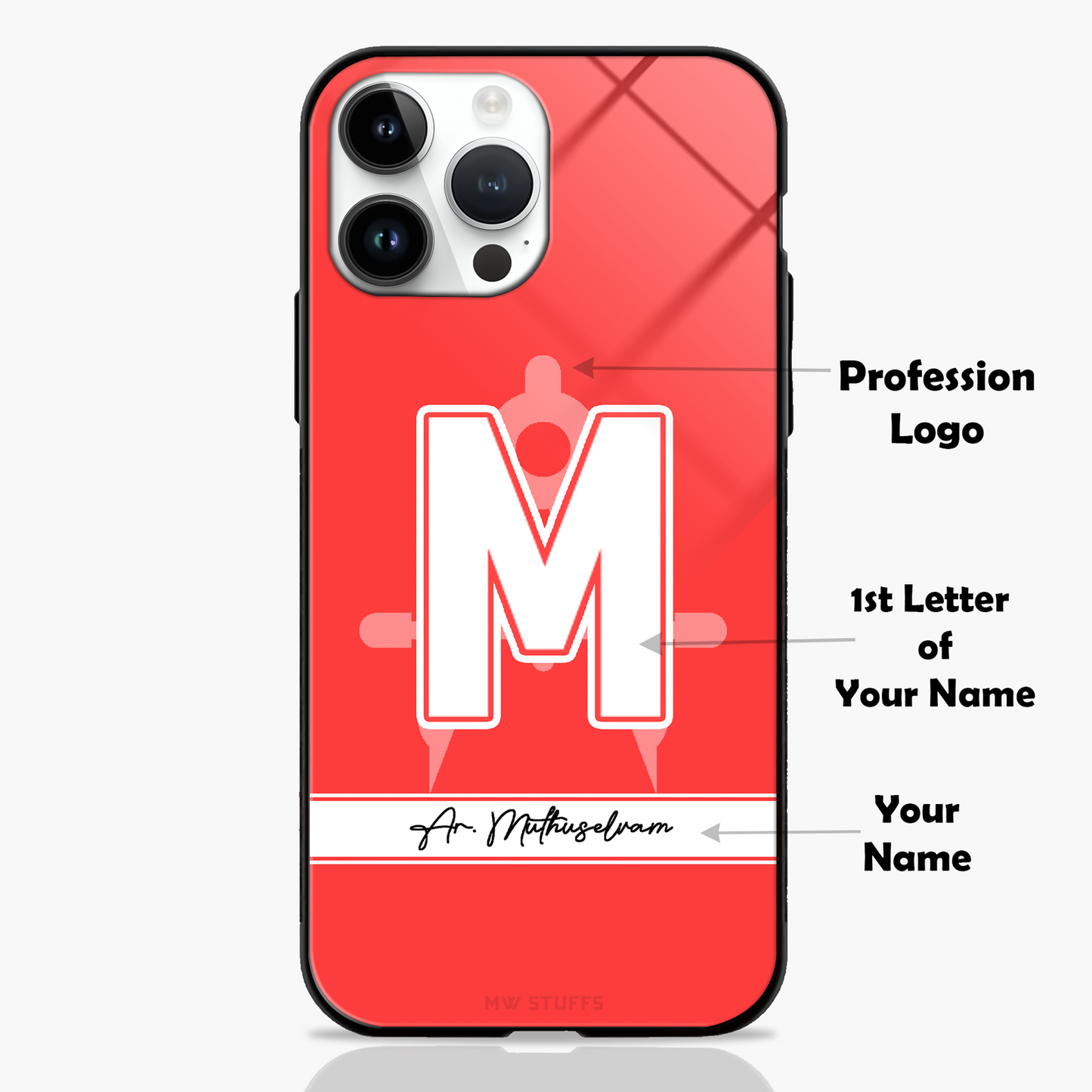 Custom Name & Profession Logo Glass Case -  - MW Stuffs - 