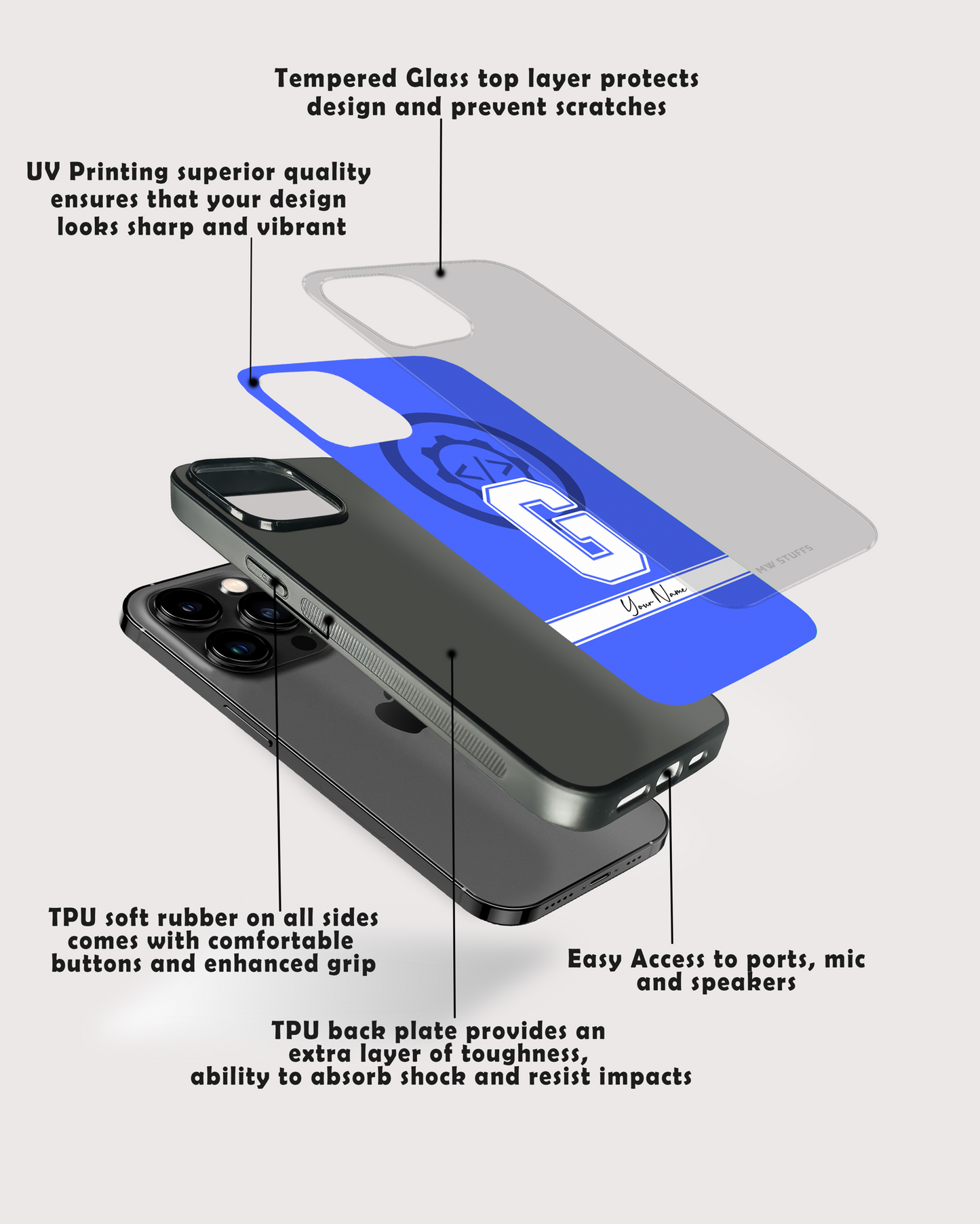 Custom Name & Profession Logo Glass Case -  - MW Stuffs - 