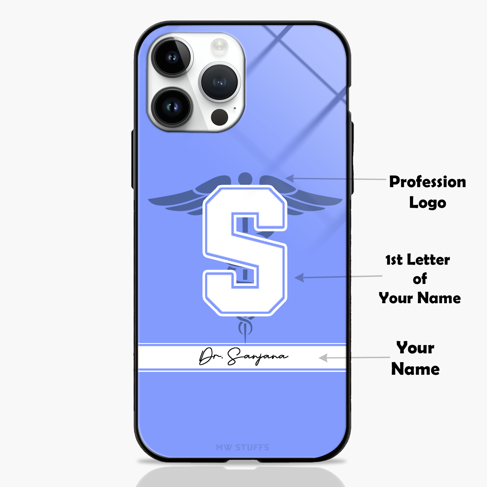 Custom Name & Profession Logo Glass Case -  - MW Stuffs - 