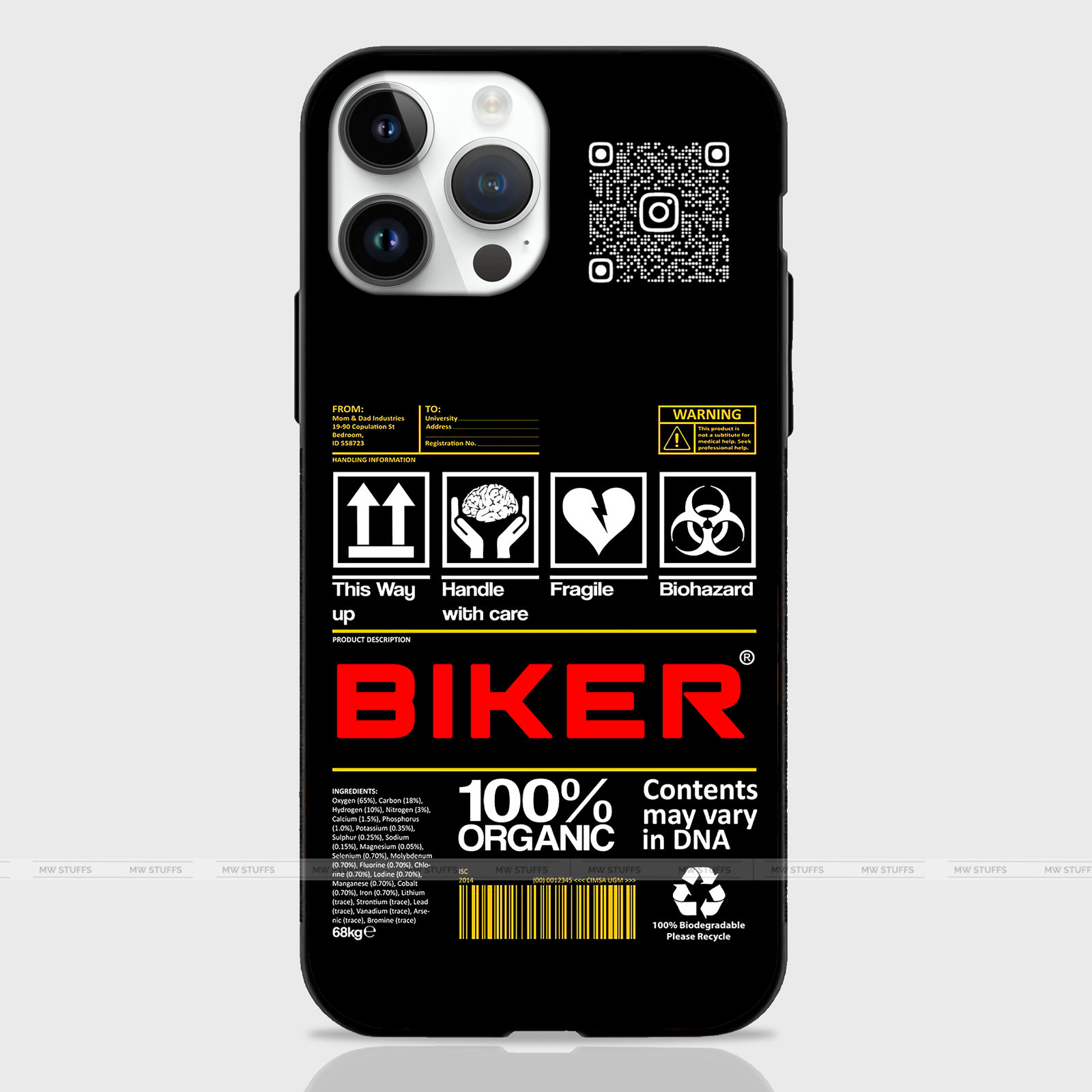 Custom QR Code Biker Ingredients Glass Case -  - MW Stuffs - 