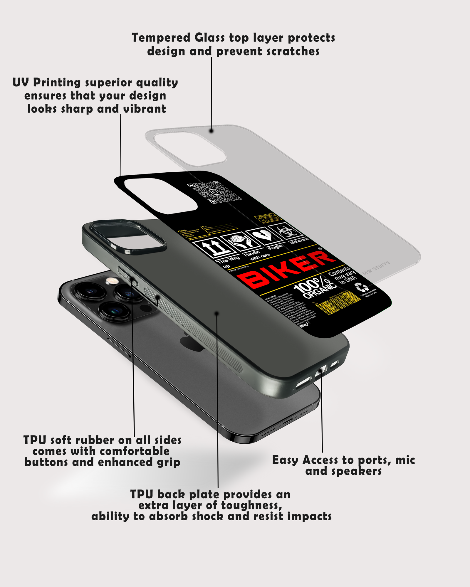 Custom QR Code Biker Ingredients Glass Case -  - MW Stuffs - 
