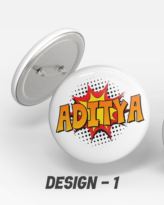 Custom Name Pop Art Button Badge with Pin-Back (58mm) (Combo of 5)