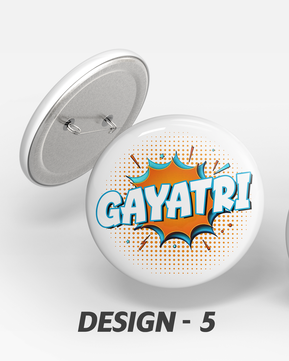 Custom Name Pop Art Button Badge with Pin-Back (58mm) (Combo of 5)