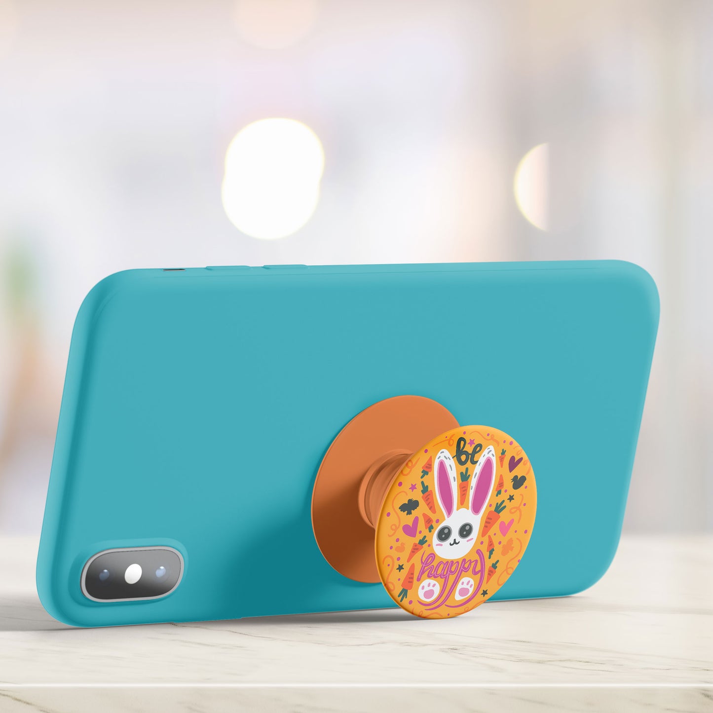 Cute Happy Bunny Flat Pop Holder
